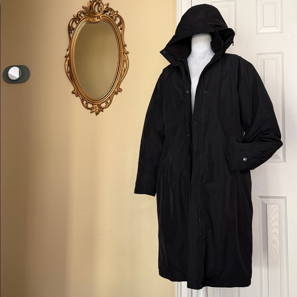 Lands' End Women's Black Hooded Puffer Coat
